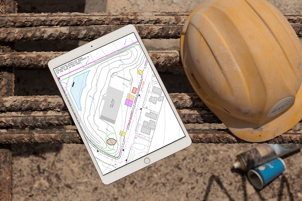 SWPPP map on a tablet at a construction site